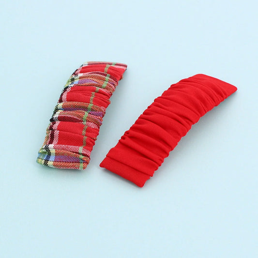 Gingham Set of 2 Hair Clips Red
