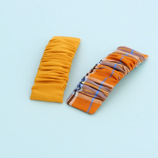 Gingham Set of 2 Hair Clips Rust