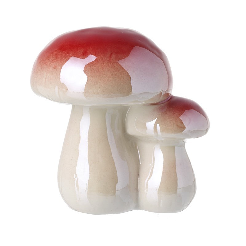 Dark Pink Porcelain Mushroom Decoration
