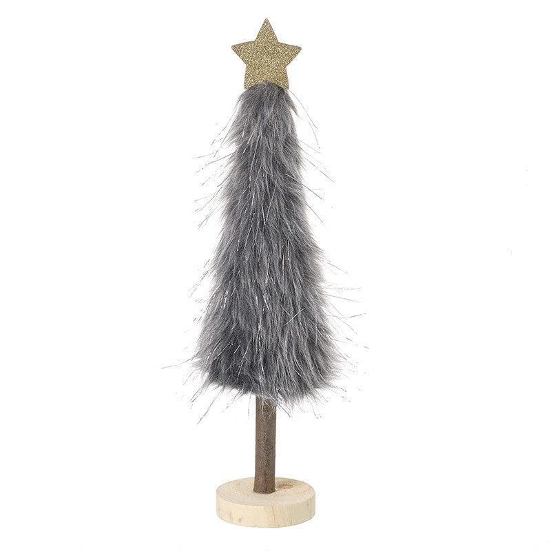 Wooden Tree With Fur Deco