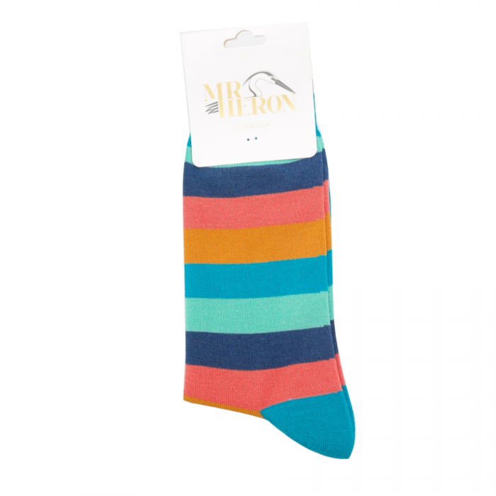 Mr Heron Rainbow Stripes Socks Turquoise